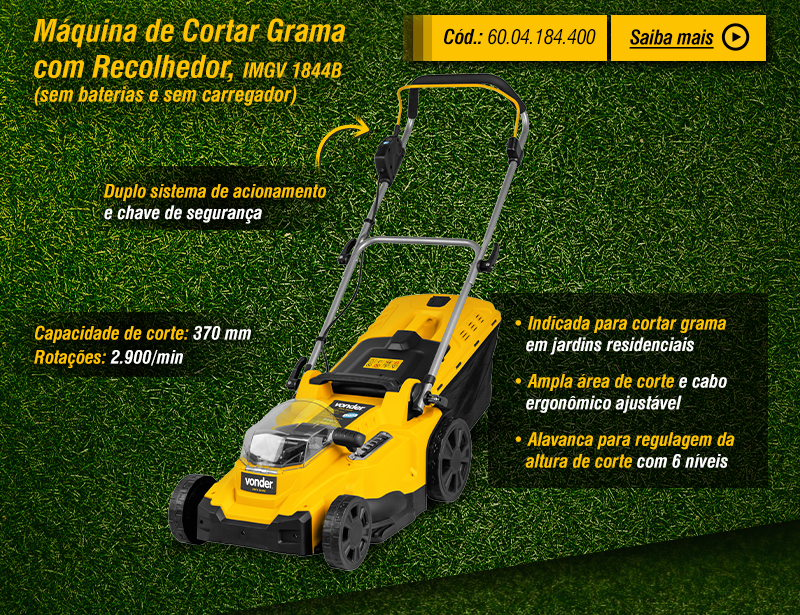 VONDER - Mquina de Cortar Grama com Recolhedor IMGV 1844B e Aparador de Cerca Viva IACV 1845B