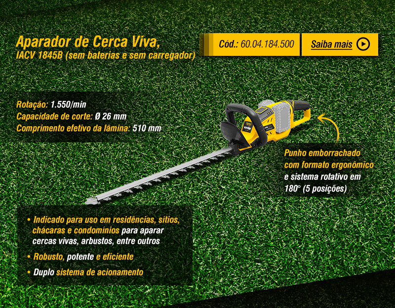 VONDER - Mquina de Cortar Grama com Recolhedor IMGV 1844B e Aparador de Cerca Viva IACV 1845B