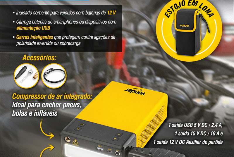 Auxiliar de Partida Porttil com Compressor de Ar APC 12000