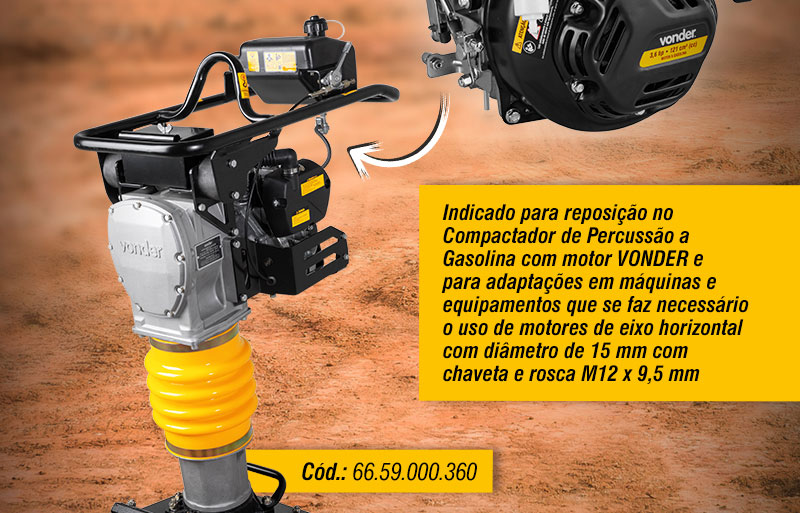 VONDER - Motor a Gasolina 3,6 hp, Eixo Horizontal, 4 Tempos, MGV 36