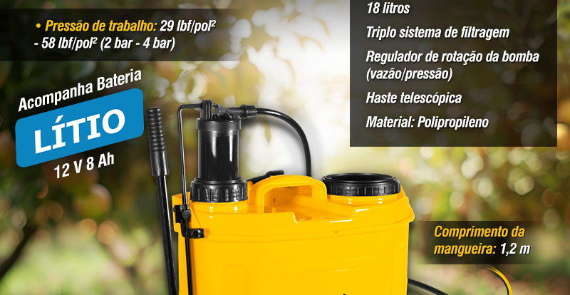 VONDER - Pulverizador Costal 2 em 1 com Bateria de Ltio