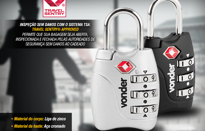 VONDER - Cadeados com Segredo TSA, 3 Algarismos