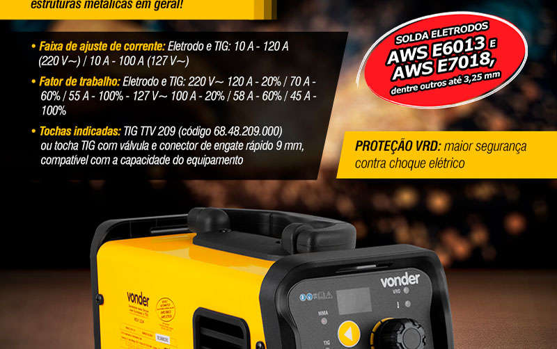 VONDER - Inversor para Solda Eletrodo e TIG RIV 124