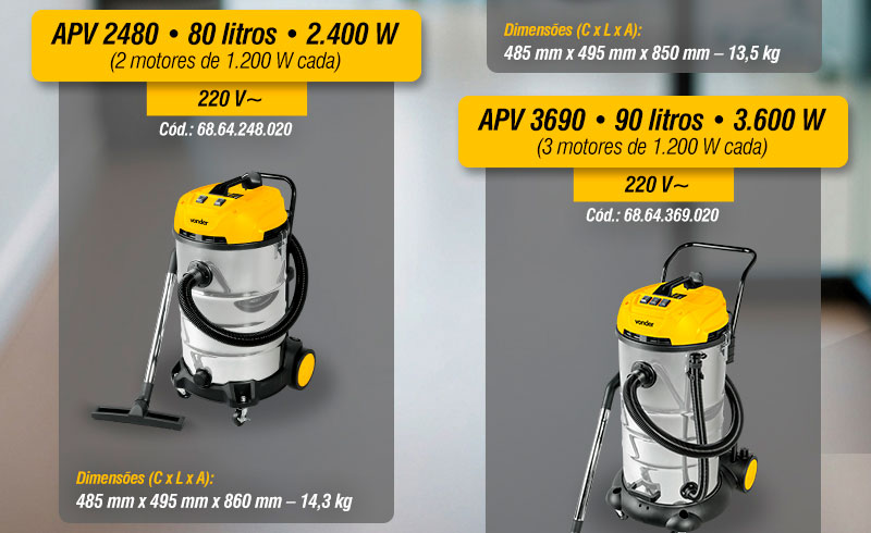 VONDER - Aspiradores APV 1010, APV 1018, APV 1230, APV 2460, APV 2480 e APV 3690