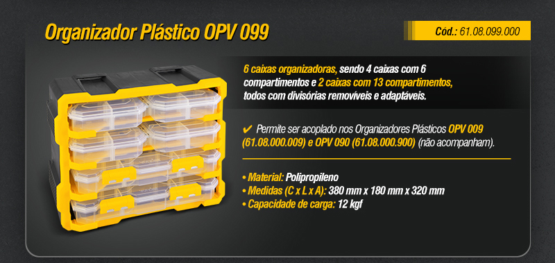 VONDER - Organizadores Plsticos OPV 009, OPV 090 e OPV 099