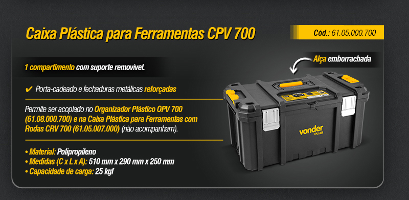 VONDER - Organizador Plstico e Caixas Plsticas para Ferramentas OPV 700, CPV 700 e CRV 700