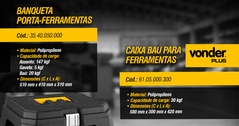 VONDER - Banqueta Porta-Ferramentas e Caixa Ba para Ferramentas VONDER PLUS