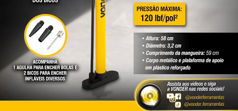 VONDER - Bomba de ar para Encher Pneus BP 050