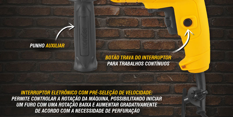 VONDER - Furadeira de Impacto 1/2, 550 W, FIV 519, jogo com 19 acessrios