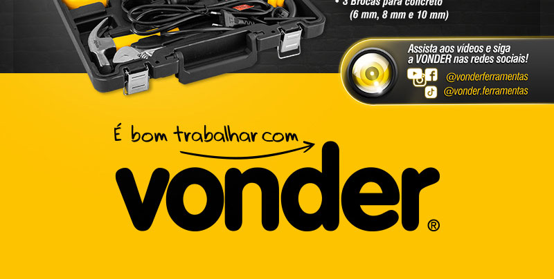 VONDER - Furadeira de Impacto 1/2, 550 W, FIV 519, jogo com 19 acessrios