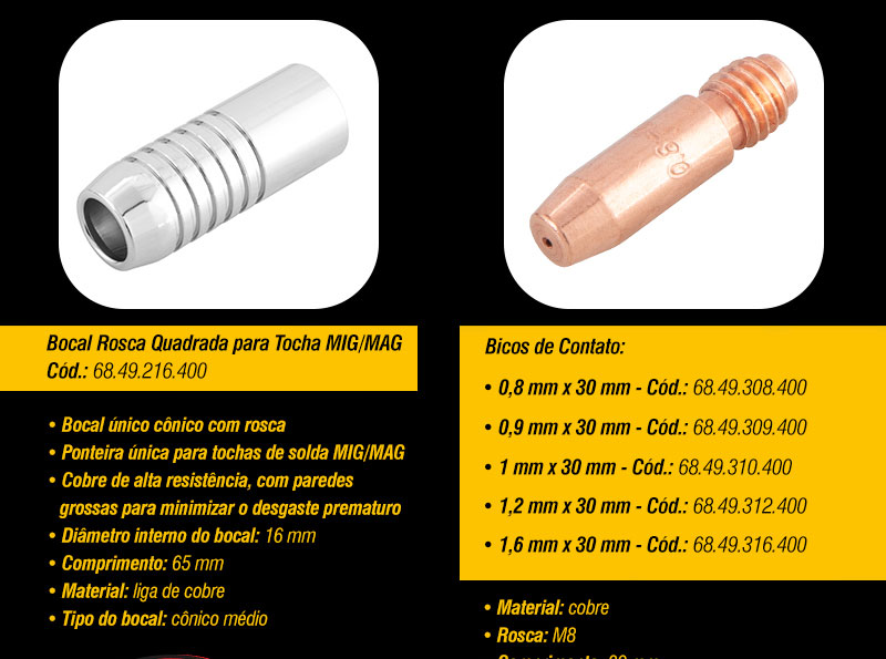 VONDER - Consumveis para o uso com Tocha MIG/MAG TMV 300/400