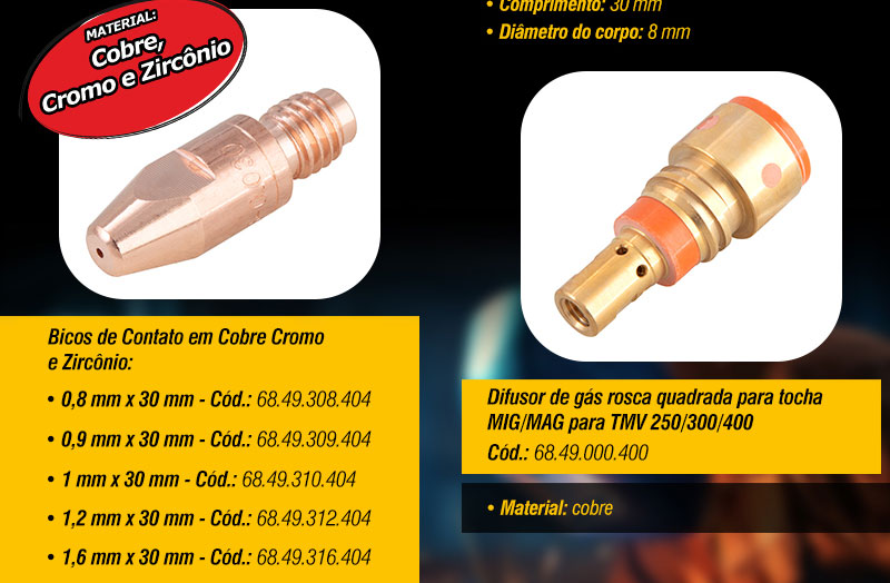 VONDER - Consumveis para o uso com Tocha MIG/MAG TMV 300/400