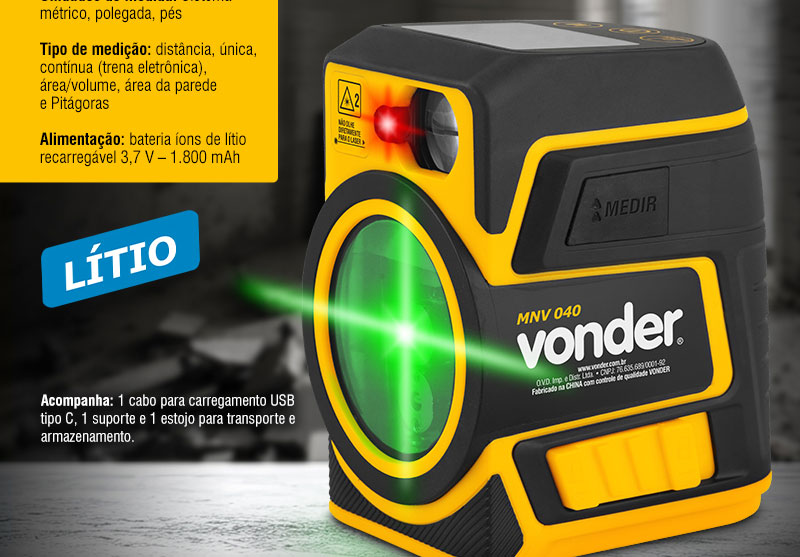 VONDER - Medidor de Distncia a Laser 40 m, com Nvel a Laser, MNV 040