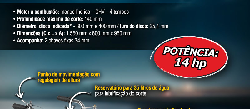 VONDER - Mquina a Gasolina, para Cortar Asfalto, Concreto e Piso