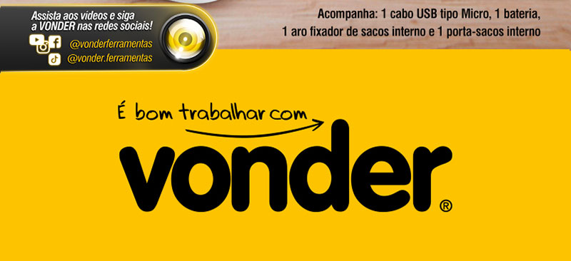 VONDER - Lixeira Retangular com Sensor de Abertura, Bateria Recarregvel, 12 Litros, Plstica