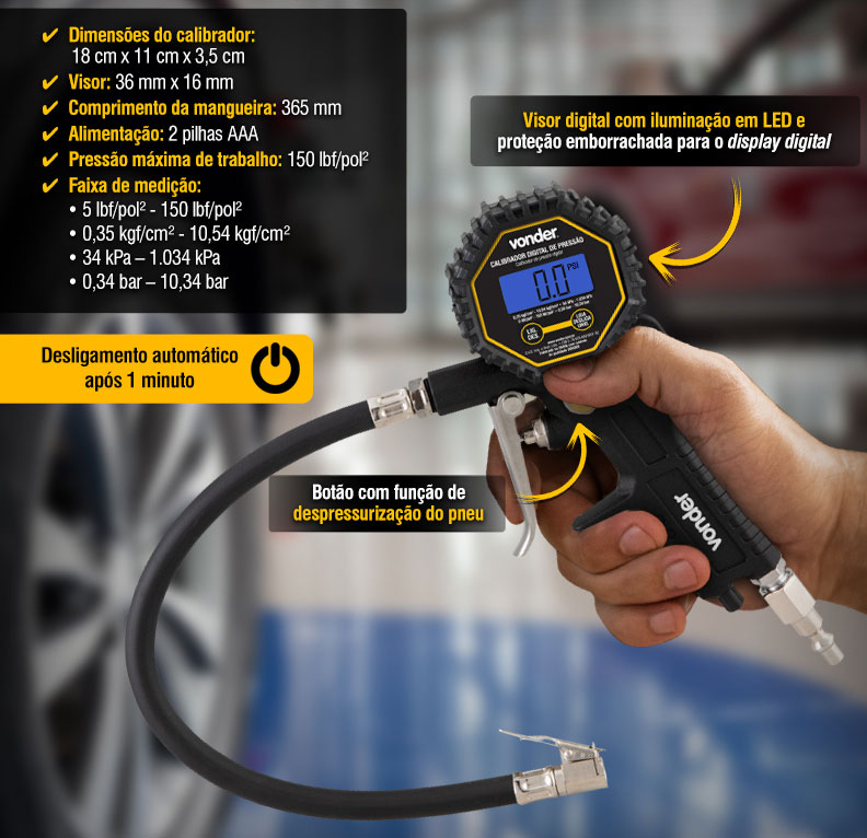 VONDER - Calibrador Digital de Pressão CDP 150
