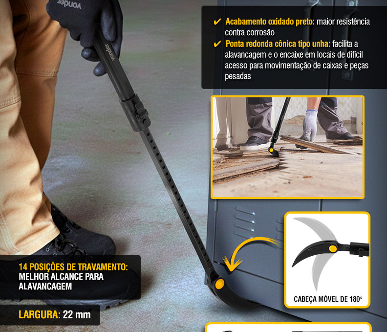 VONDER - Alavanca Extensível 33 com Ponta Ajustável