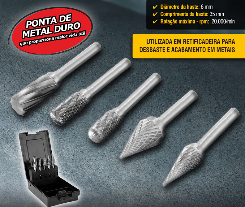 VONDER - Jogo de limas rotativas, 5 peças