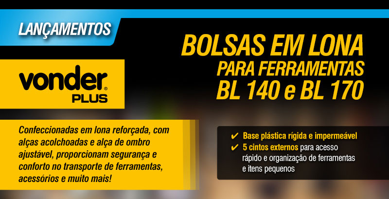 VONDER PLUS - Bolsas em Lona para Ferramentas BL 140 e BL 170