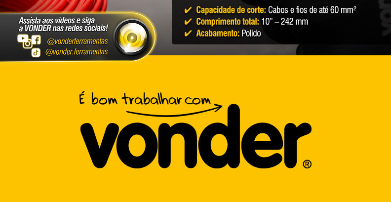 VONDER - Alicate corta cabos 10, com isolação até 1.000 V