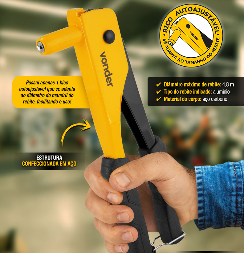 VONDER - Rebitador manual, tipo alicate, bico autoajustįvel