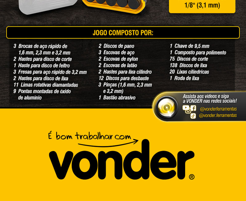 VONDER - Microrretfica com Acessrios MRV 042 e Jogo de Acessrios para Microrretfica ARV 302