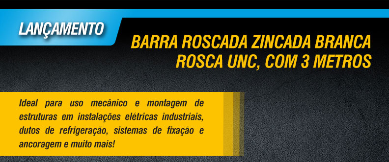 VONDER - Barra Roscada Zincada Branca, Rosca UNC, com 3 metros e Prolongador para Barra Roscada, Zincado