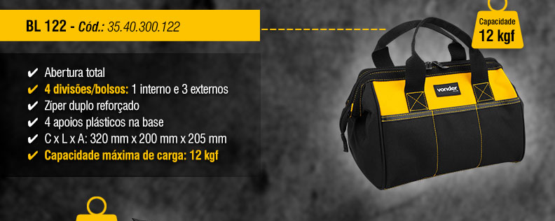 VONDER - Bolsas em Lona  BL 120, BL 122, BL 160, BL 200 e BL 212