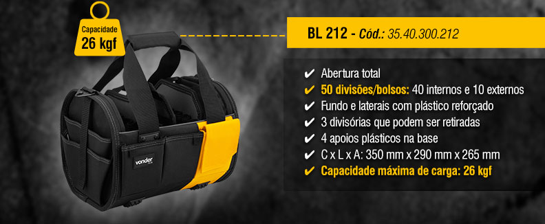 VONDER - Bolsas em Lona  BL 120, BL 122, BL 160, BL 200 e BL 212