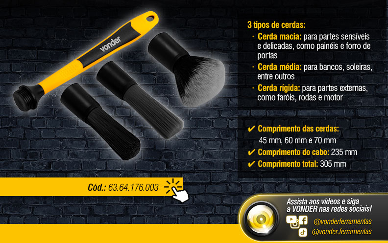 VONDER - Escovas e Pincel para Detalhamento Automotivo