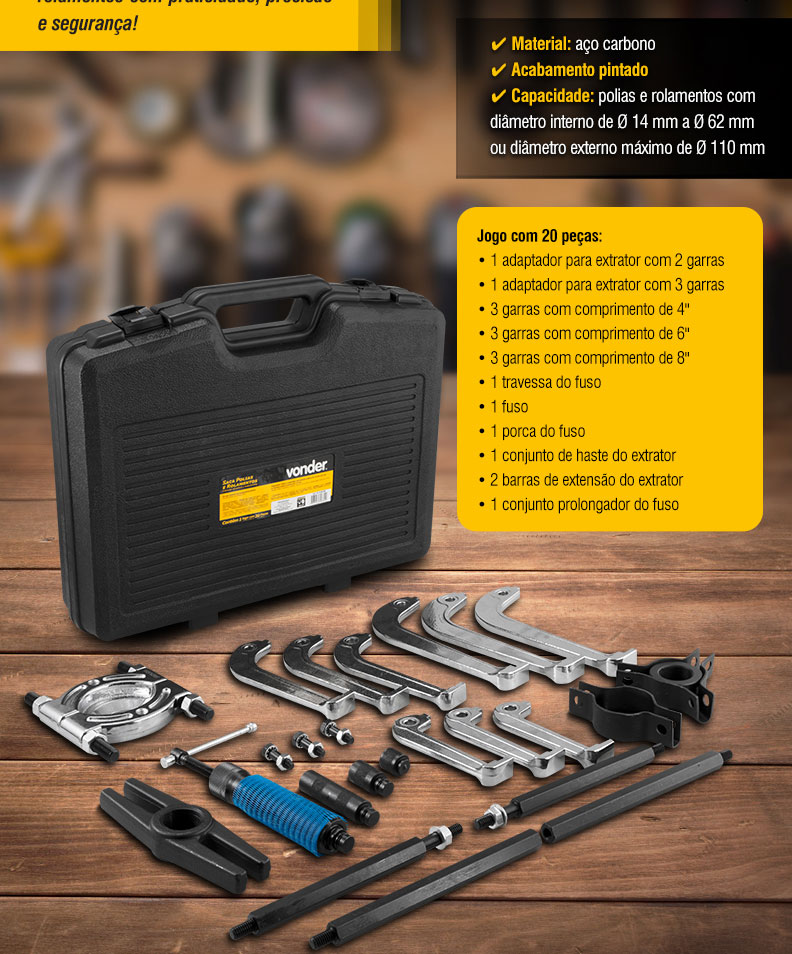 VONDER - Saca Polias e Rolamentos, Jogo com 20 Pe�as
