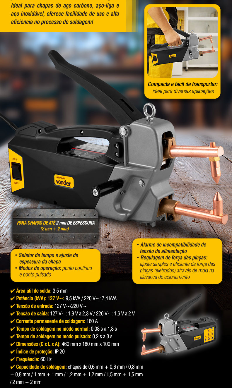 VONDER - M�quina de Solda Ponto Port�til MSP 160