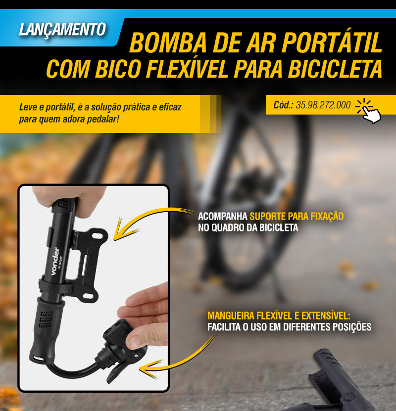 VONDER - Bomba de Ar Port�til com Bico Flex�vel para Bicicleta