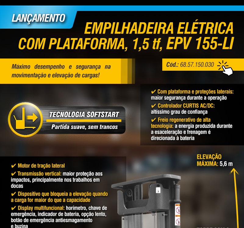 VONDER - Empilhadeira El�trica com Plataforma, 1,5 tf, EPV 155-LI