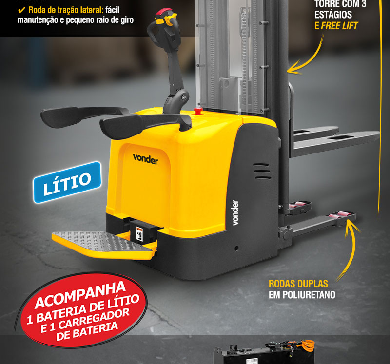 VONDER - Empilhadeira El�trica com Plataforma, 1,5 tf, EPV 155-LI