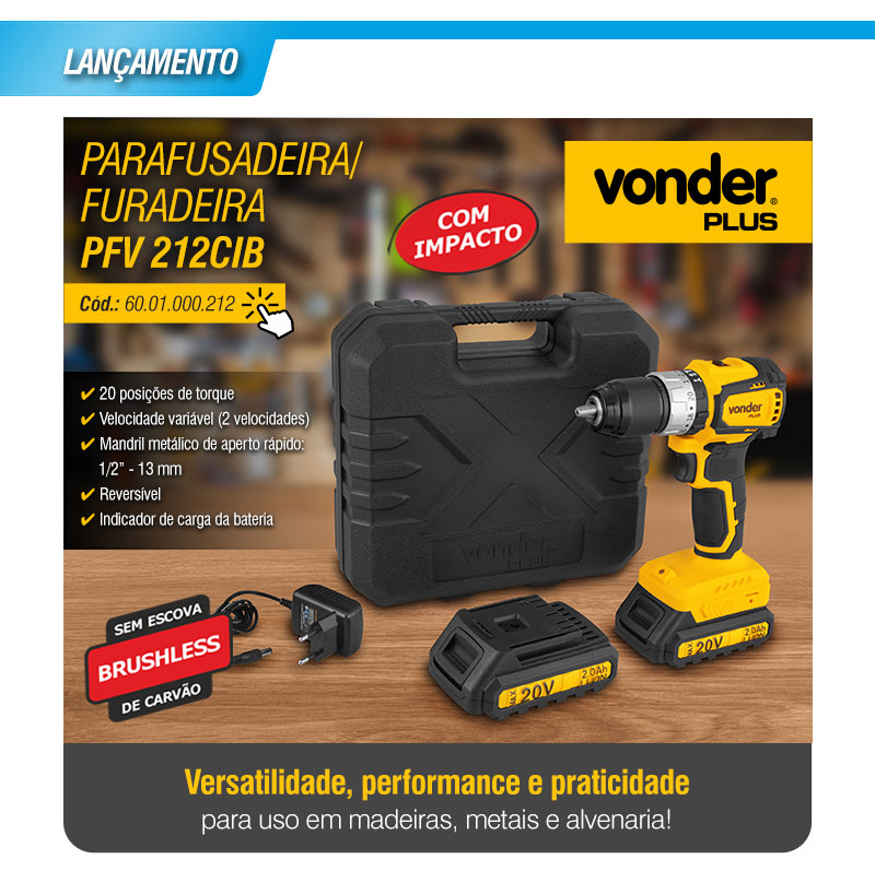 VONDER PLUS - Parafusadeira / Furadeira PFV 212CIB