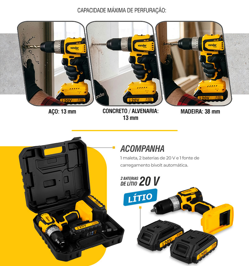 VONDER PLUS - Parafusadeira / Furadeira PFV 212CIB