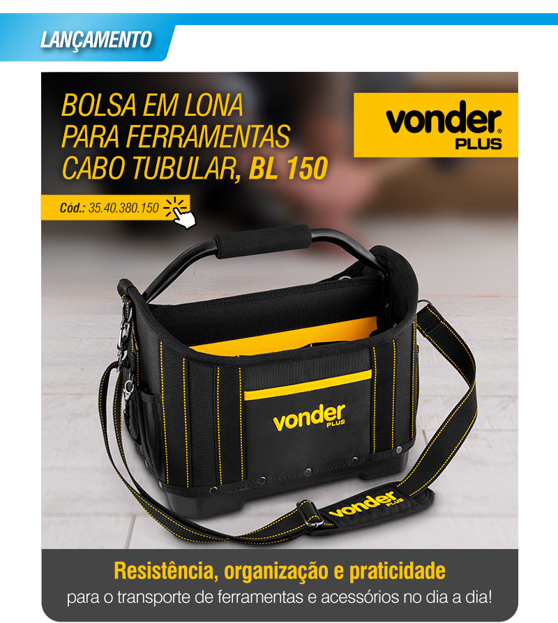 VONDER PLUS - Bolsa em Lona para Ferramentas, Cabo Tubular, BL 150
