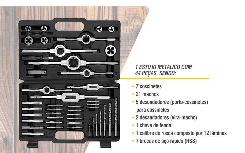 VONDER - Jogo de Machos e Cossinetes, com 44 Pe�as