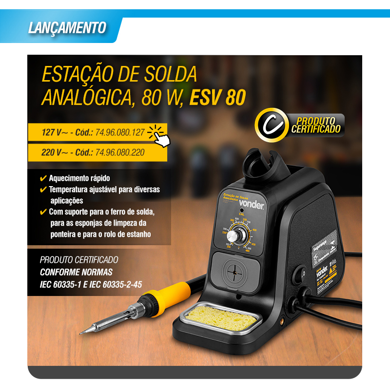 VONDER - Esta��o de Solda Anal�gica, 80 W, ESV 80