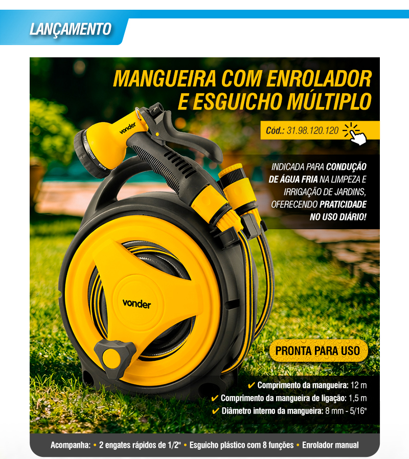 VONDER - Mangueira com Enrolador e Esguicho M�ltiplo