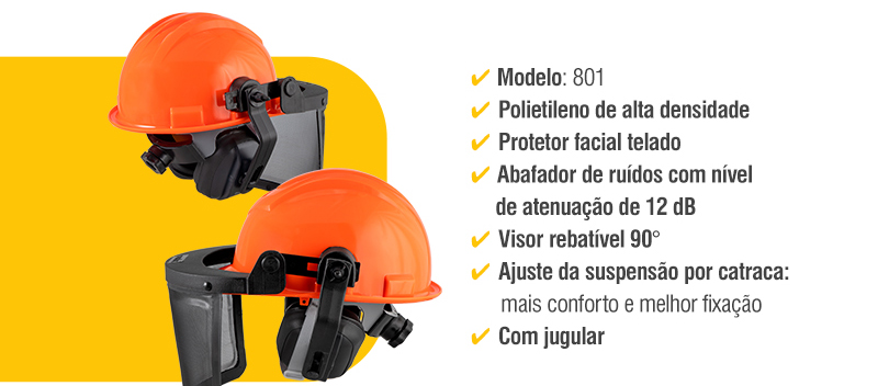 VONDER PLUS - Capacete Motosserrista, Laranja, com Protetor Facial e Abafador de Ru�do