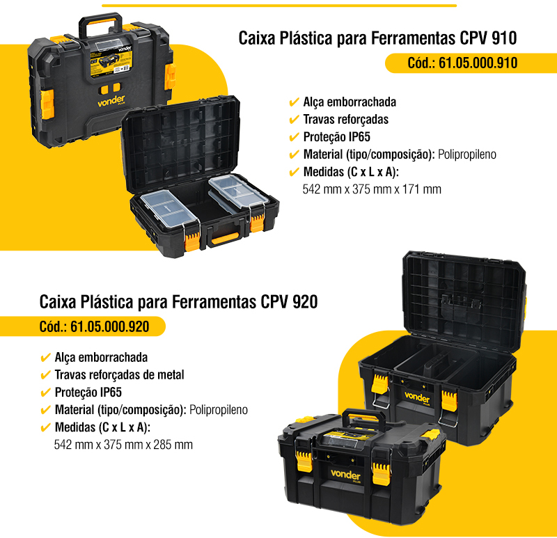 VONDER PLUS - Caixas Pl�sticas para Ferramentas CPV 910 e CPV920