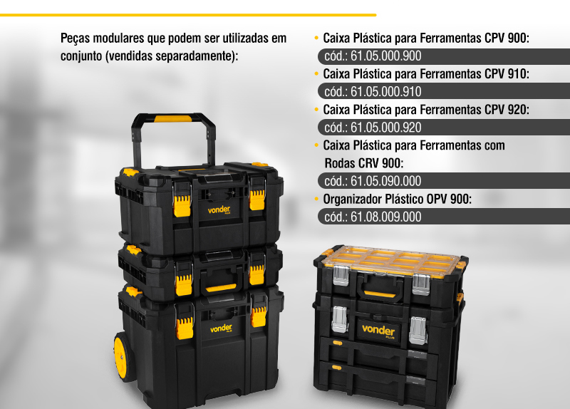 VONDER PLUS - Caixas Pl�sticas para Ferramentas CPV 910 e CPV920
