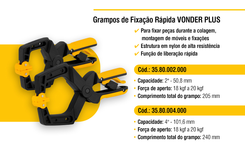 VONDER PLUS - Grampos de Fixa��o R�pida e Grampo Tipo Sargento Angular