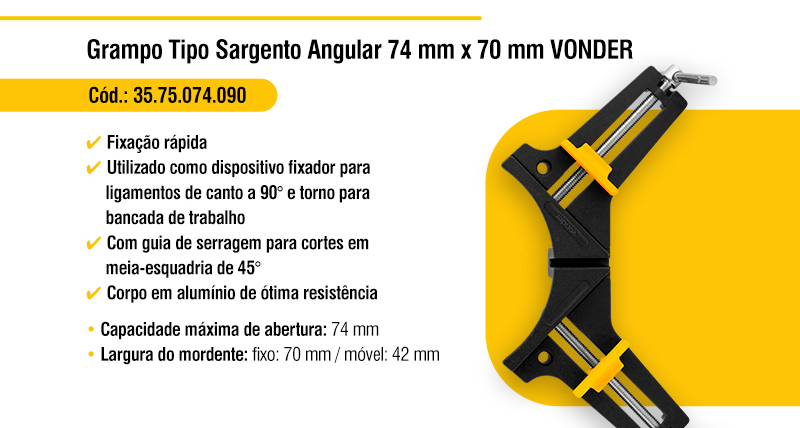 VONDER PLUS - Grampos de Fixa��o R�pida e Grampo Tipo Sargento Angular