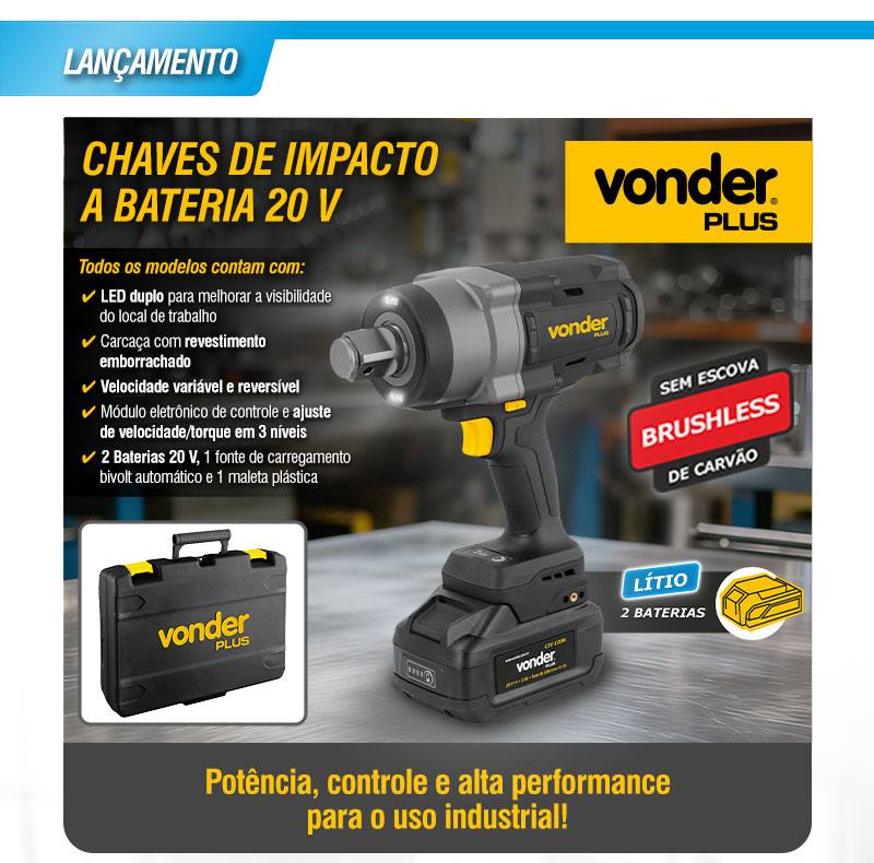 VONDER PLUS - Chaves de Impacto a Bateria 20 V