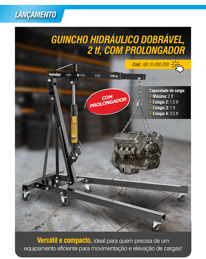VONDER - Guincho Hidr�ulico Dobr�vel, 2 tf, com Prolongador