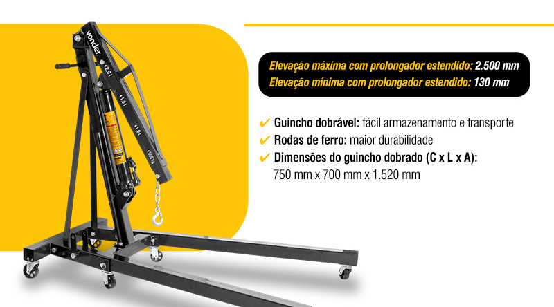 VONDER - Guincho Hidr�ulico Dobr�vel, 2 tf, com Prolongador