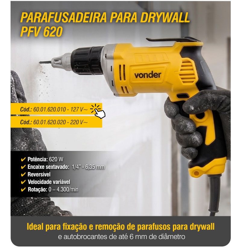VONDER - Parafusadeira para Drywall PFV 620